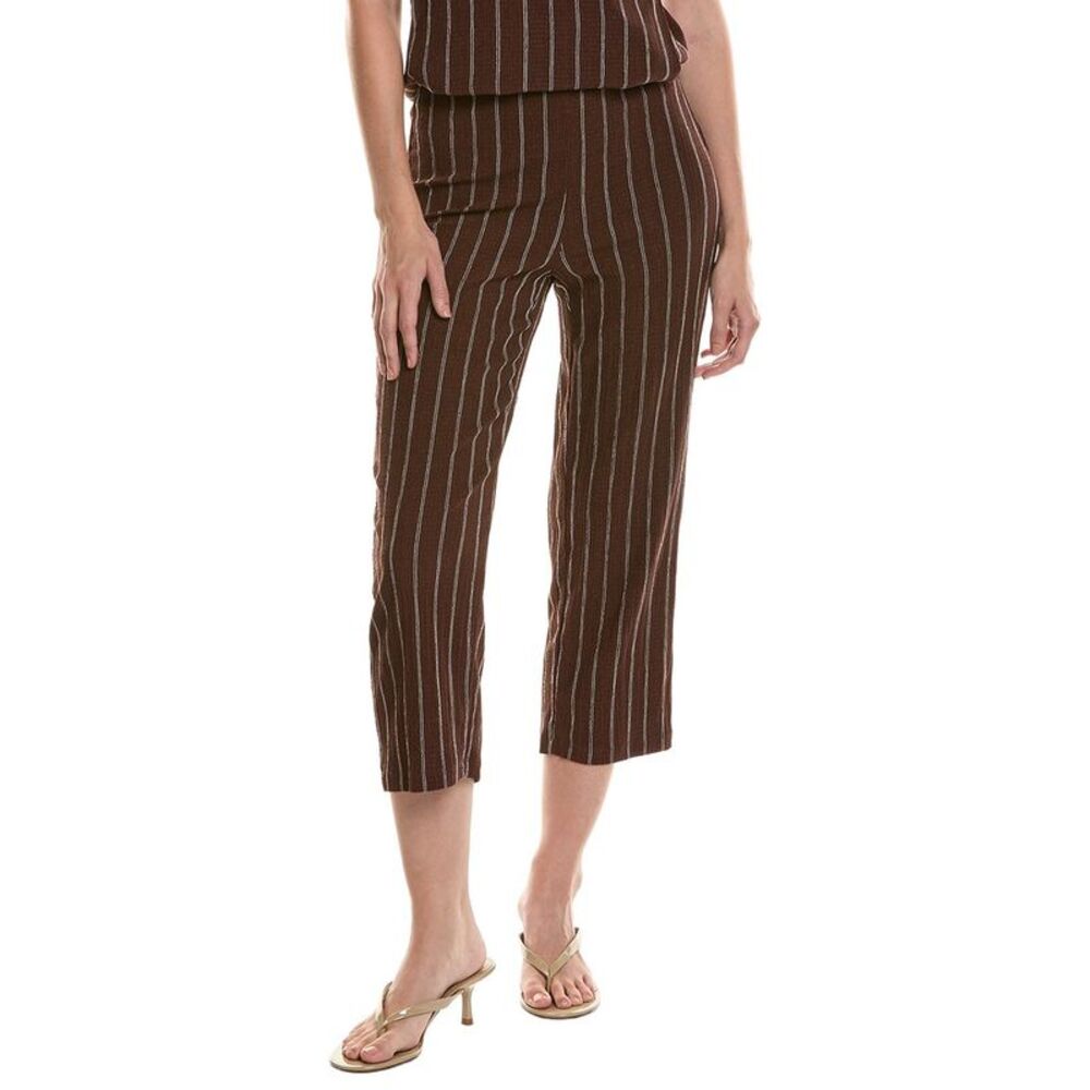 Anne Klein Womens  Petite Pull On Knit Wide Crop Pant, Brown